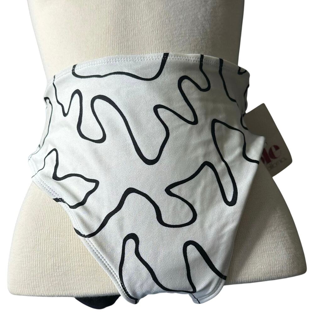 Vintage 80/90s Black White Abstract thigh high Bikini Bottom 
Women’s Size L